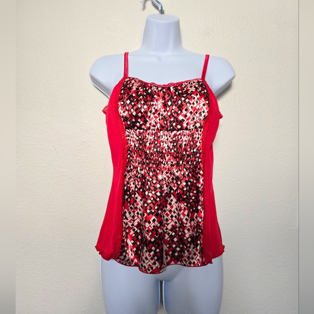 Vintage Y2K My Michelle Abstract Camisole Tank Top Red Black size medium